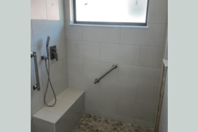 Curbless walk-in shower